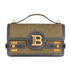 B-Buzz 24 leather and canvas shoulder bag by BALMAIN