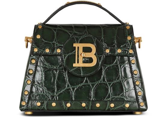 B-Buzz Dynasty bag in crocodile embossed leather by BALMAIN