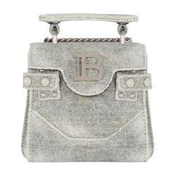 B-Buzz Mini Vintage-Effect Denim Bag by BALMAIN