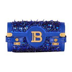 B-Buzz Pouch 23 clutch in leather and embroidered satin by BALMAIN