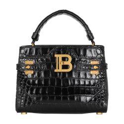 B-Buzz Top Handle 22 bag in crocodile effect leather by BALMAIN