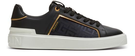 B-Court leather and nylon monogram sneakers by BALMAIN