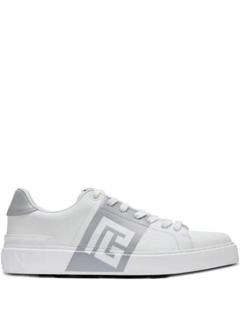 B-Court logo-detail calfskin sneakers by BALMAIN