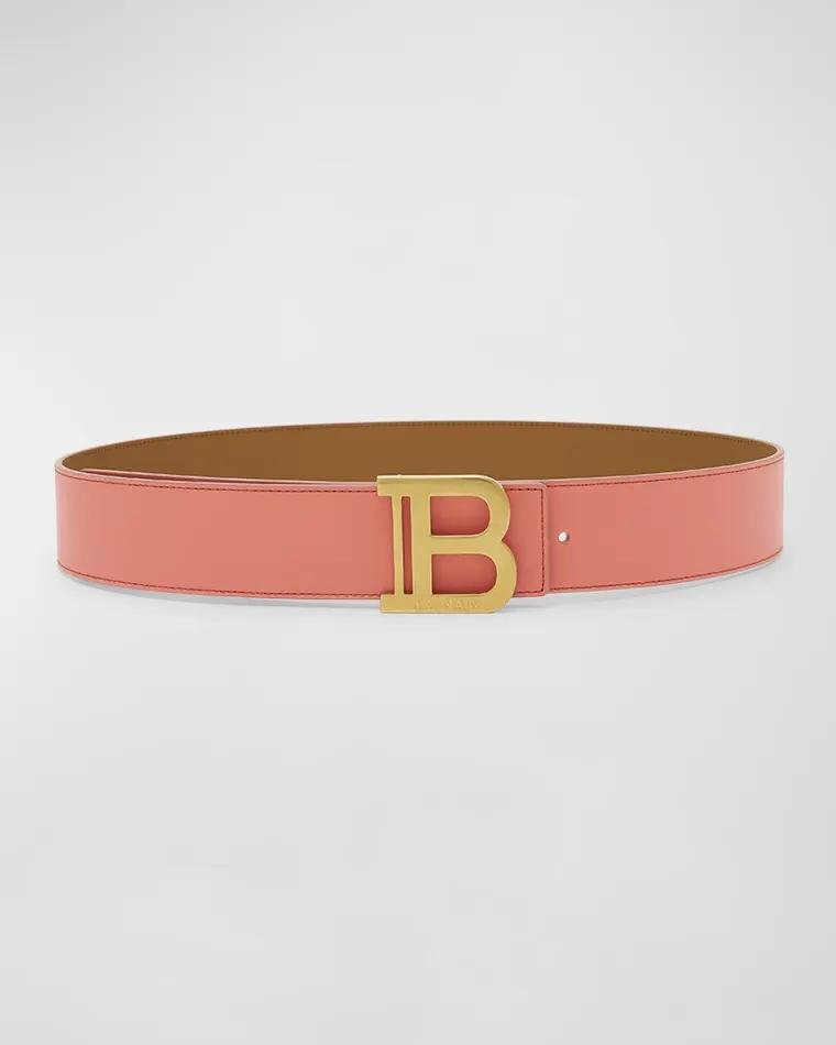 B-Logo Reversible Leather Belt by BALMAIN