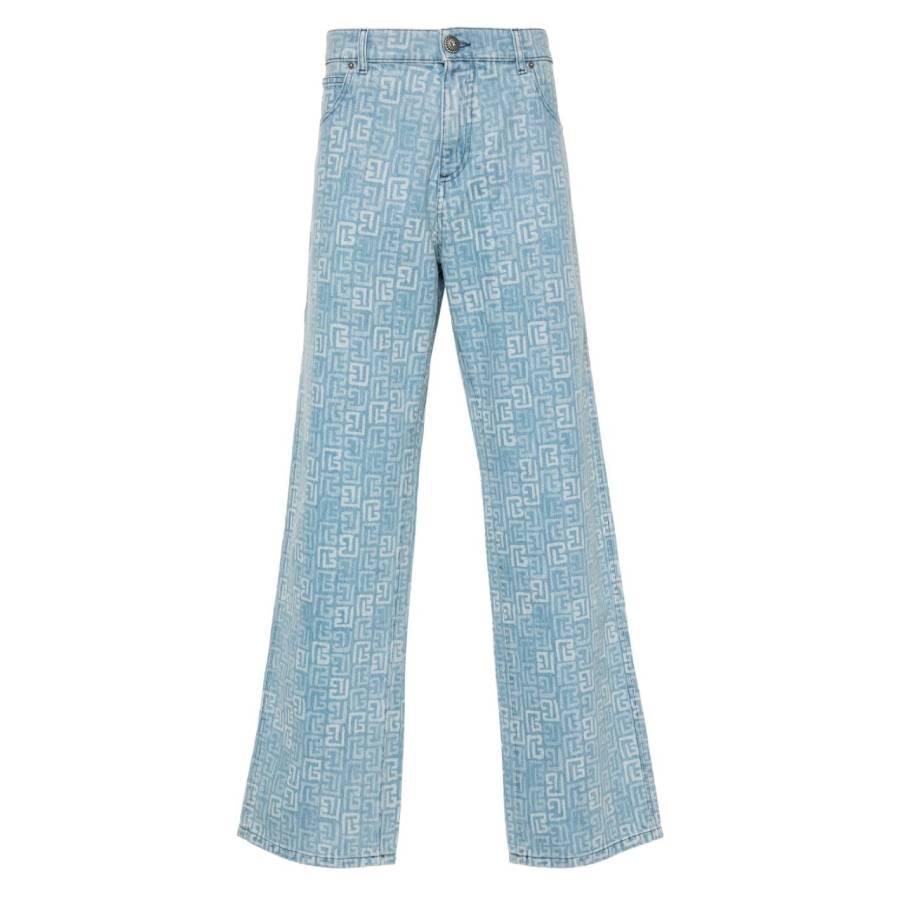 Balmain 4G Monogram Cotton Denim Jeans by BALMAIN