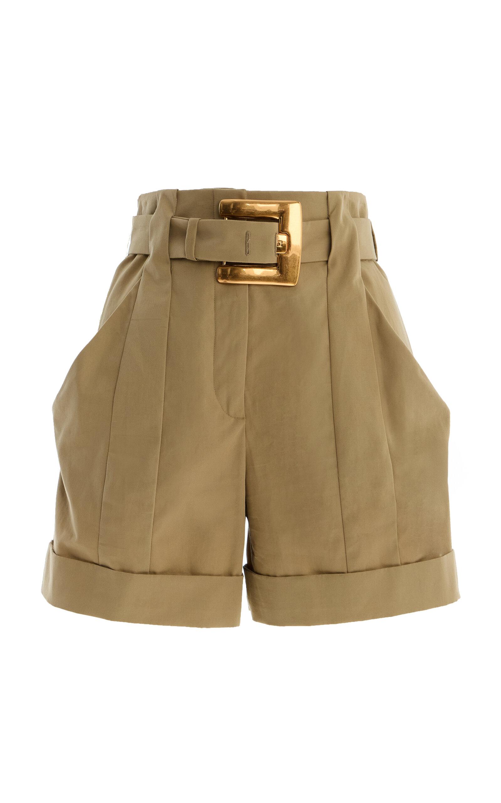 Balmain Belted Cotton Gabardine Shorts - Moda Operandi by BALMAIN