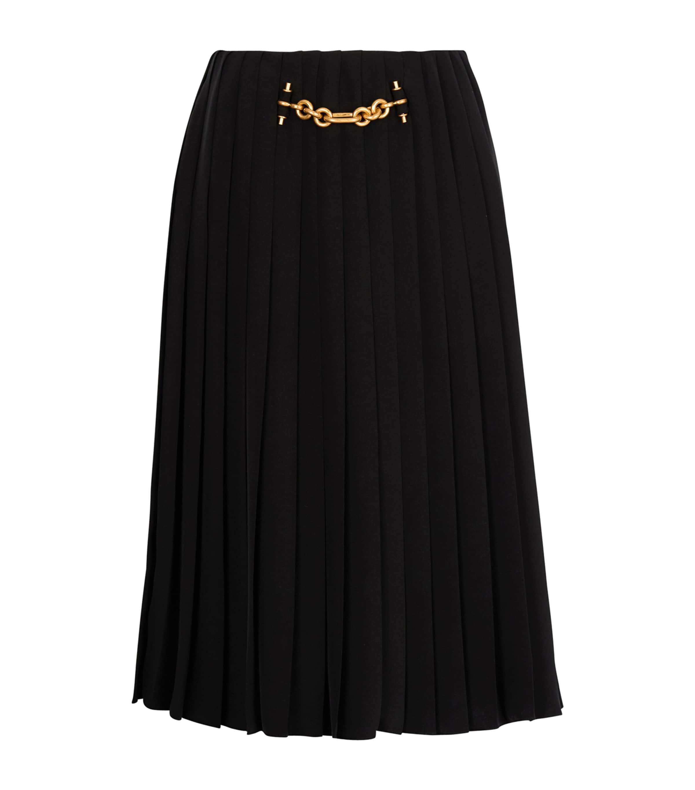 Balmain Chain-Detail Pleated Midi Skirt by BALMAIN