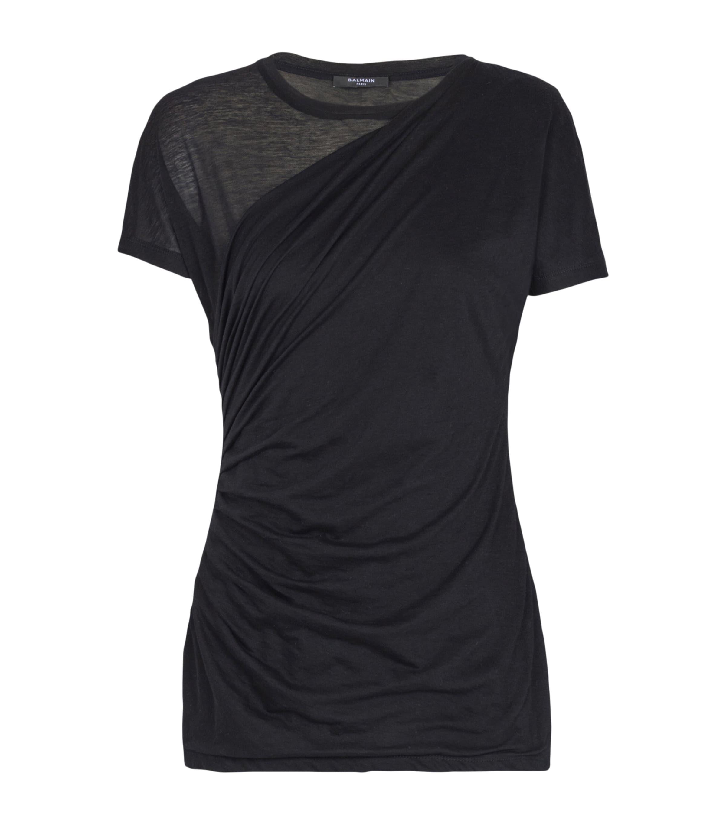Balmain Cotton Draped T-Shirt by BALMAIN
