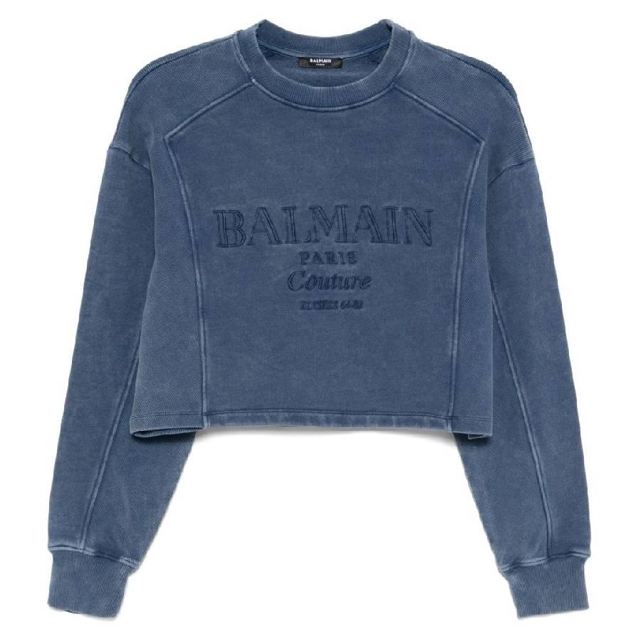 Balmain Couture Logo Embroidered Cotton Sweatshirt by BALMAIN