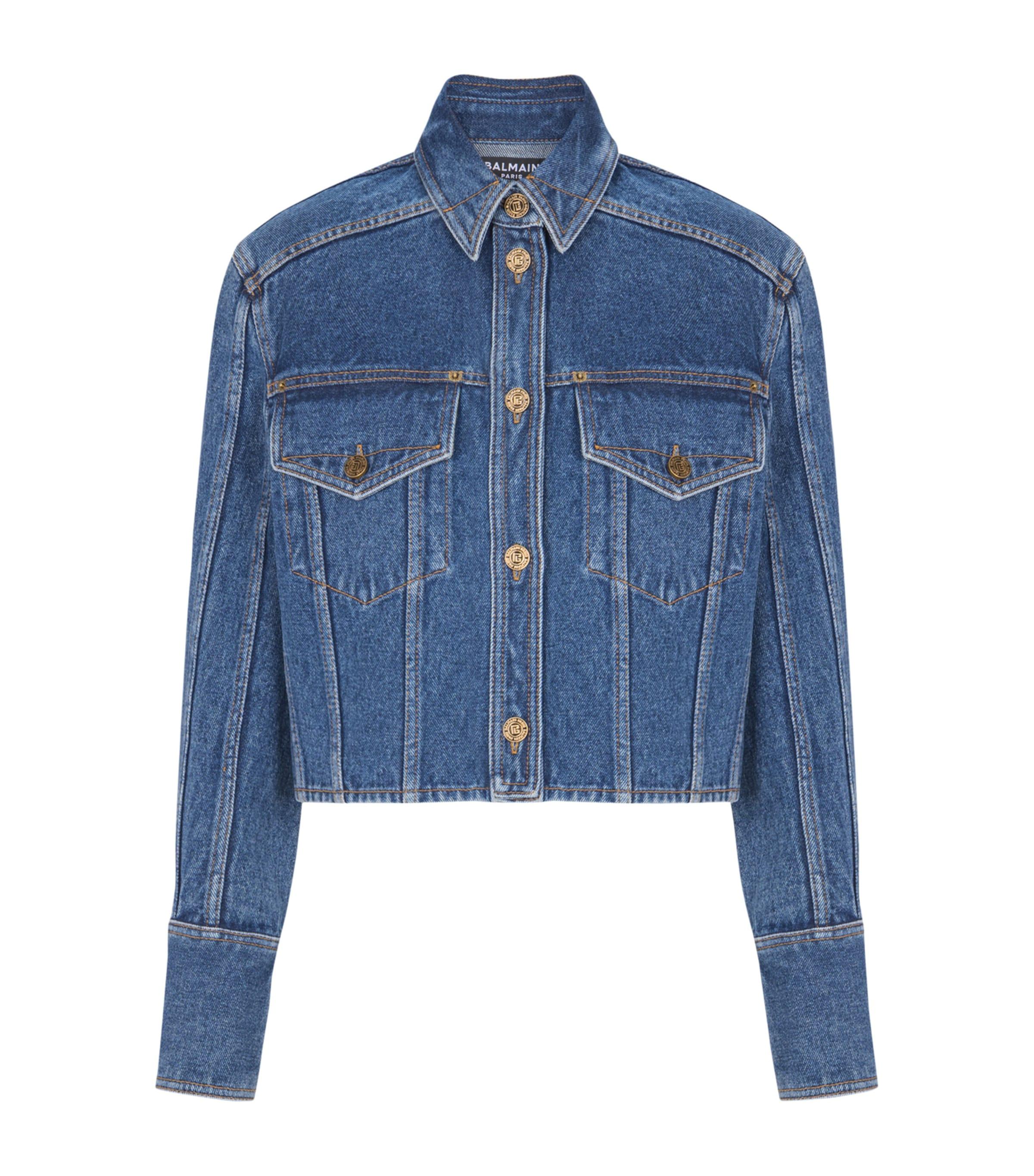 Balmain Cropped Faded Denim Jacket by BALMAIN