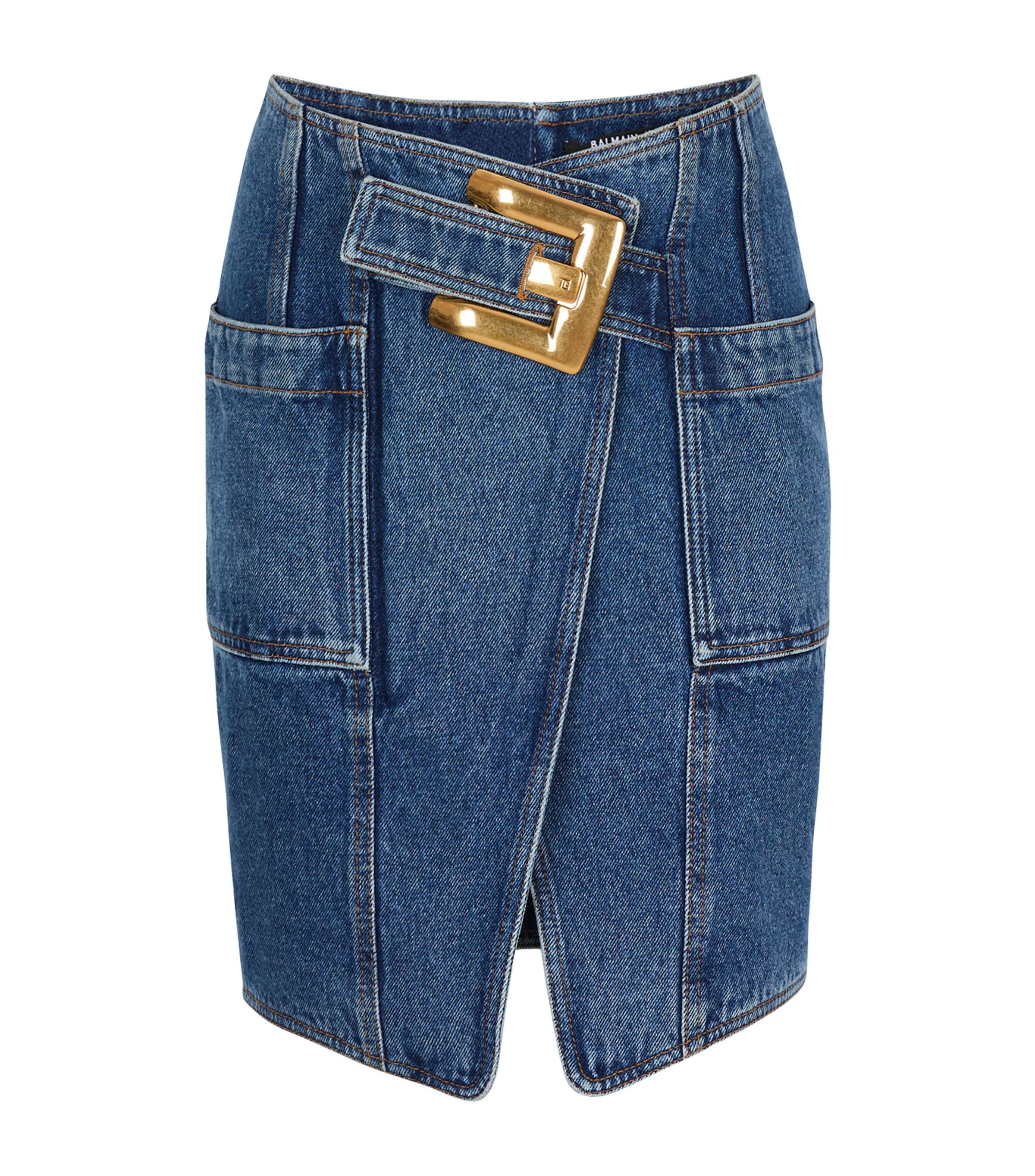 Balmain Denim Belted Mini Skirt by BALMAIN