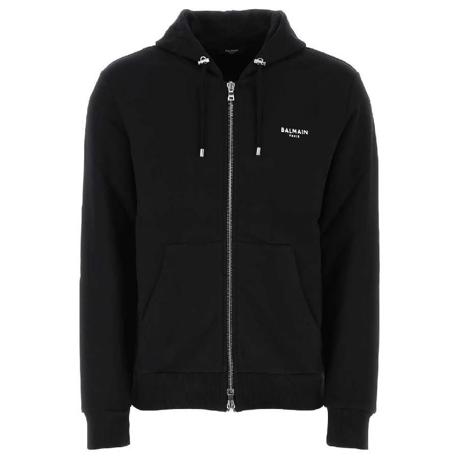 Balmain Flock Logo Zip Up Hoodie by BALMAIN
