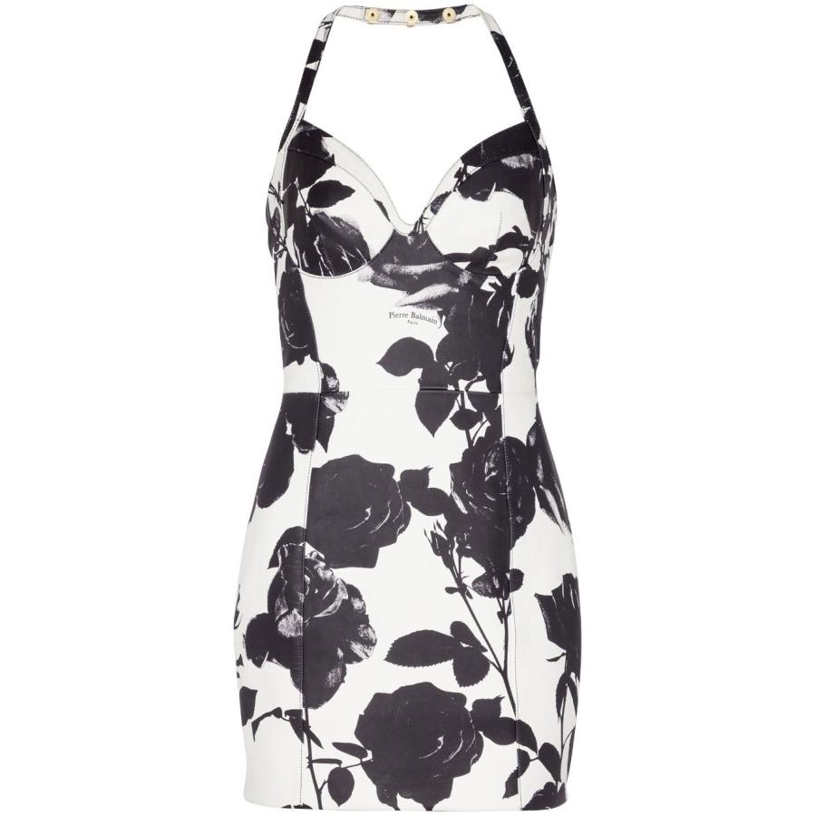 Balmain Floral-Print Leather Minidress by BALMAIN