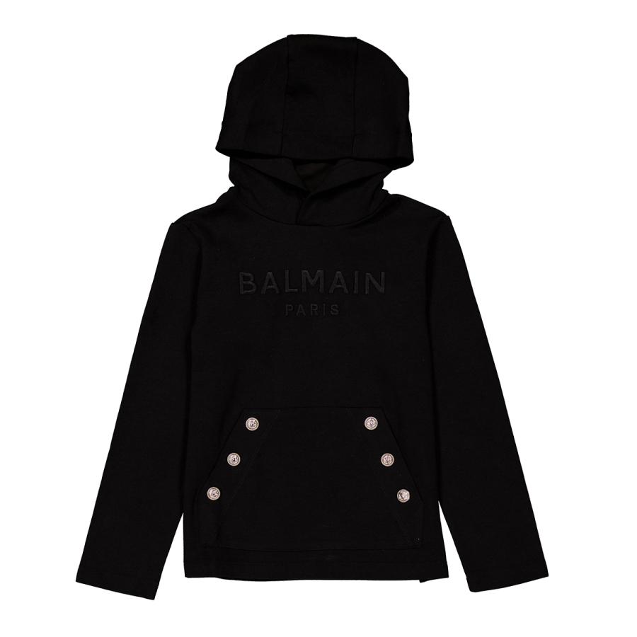 Balmain Kids Logo Embroidered Buttons Hoodie by BALMAIN