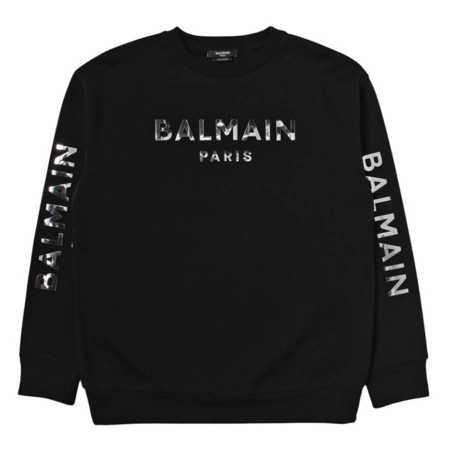 Balmain Kids Logo Printed Crewneck Sweatshirt by BALMAIN