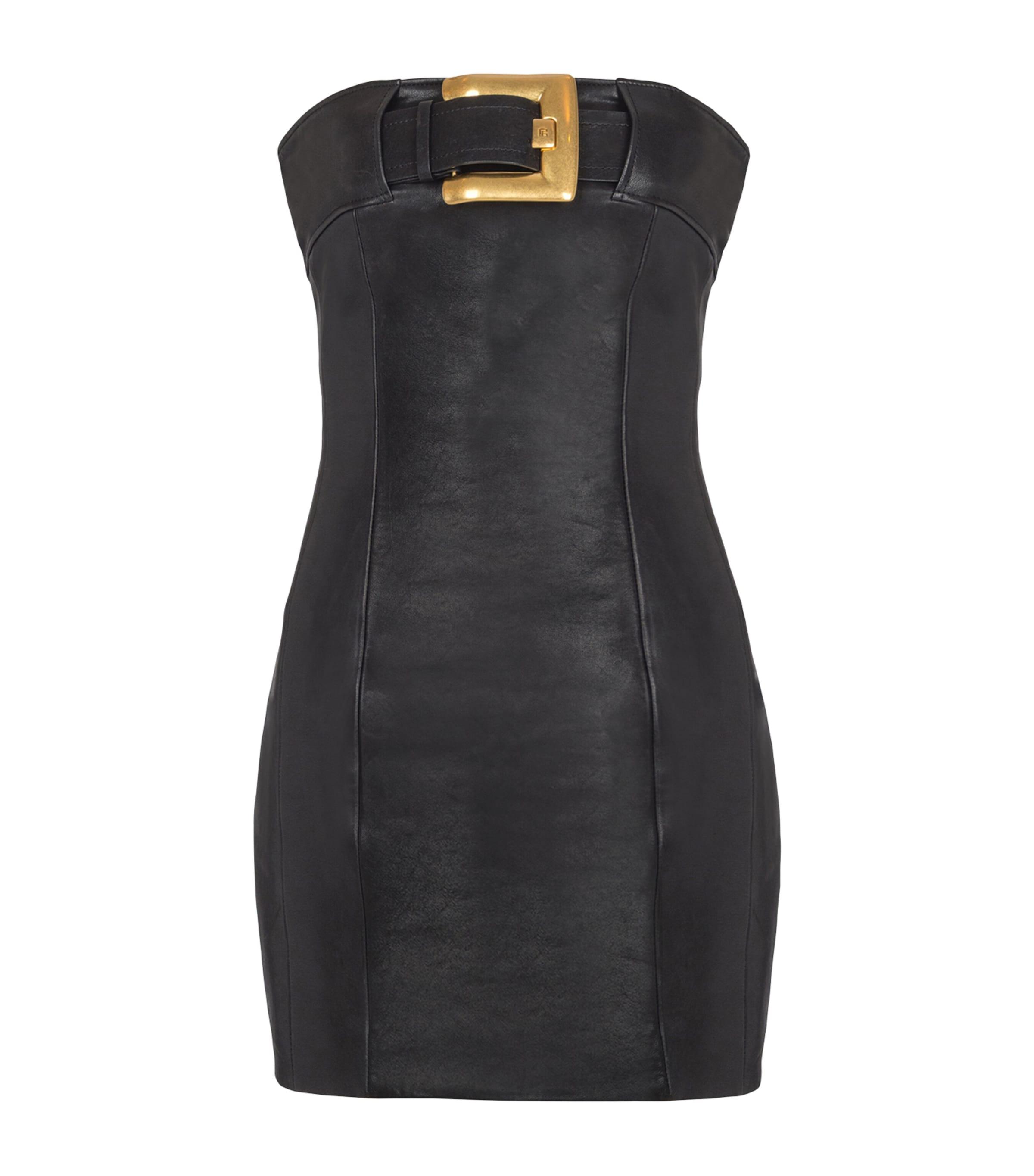 Balmain Lambskin Belt-Detail Mini Dress by BALMAIN