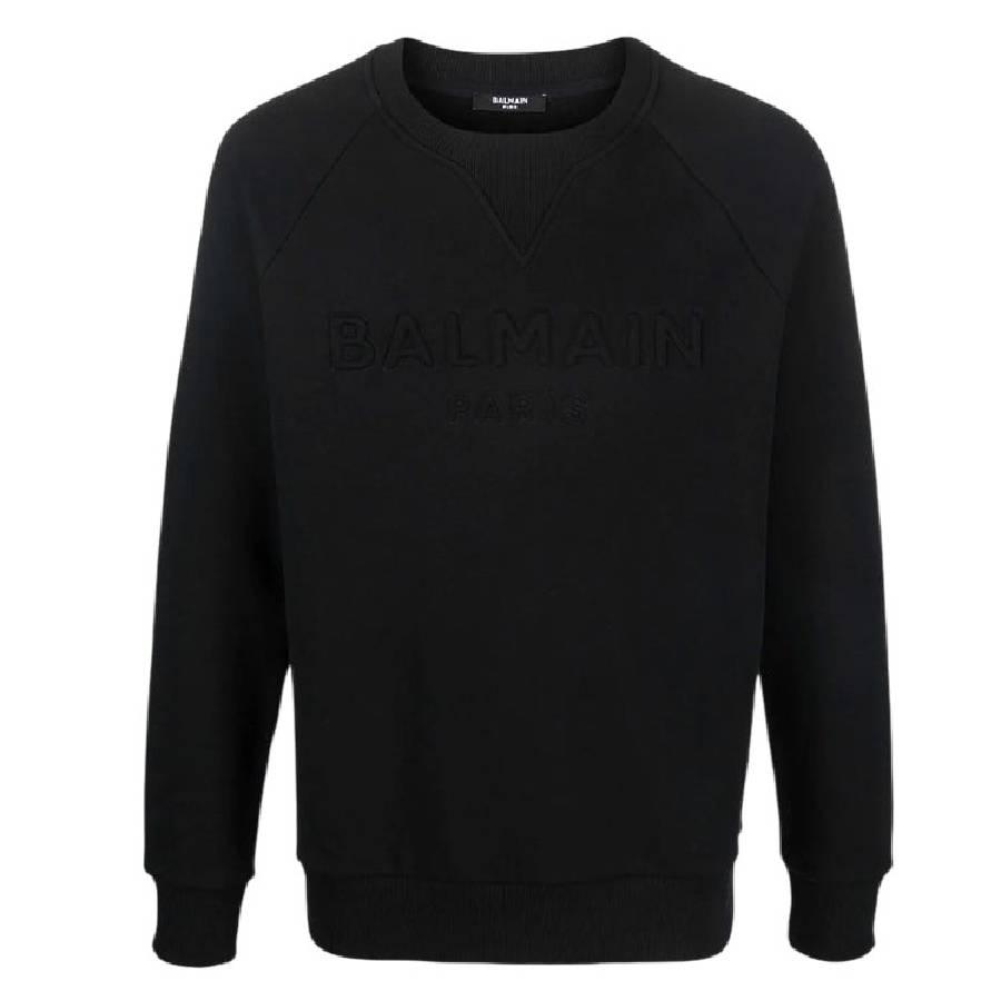 Balmain Logo Embossed Cotton Sweatshirt by BALMAIN