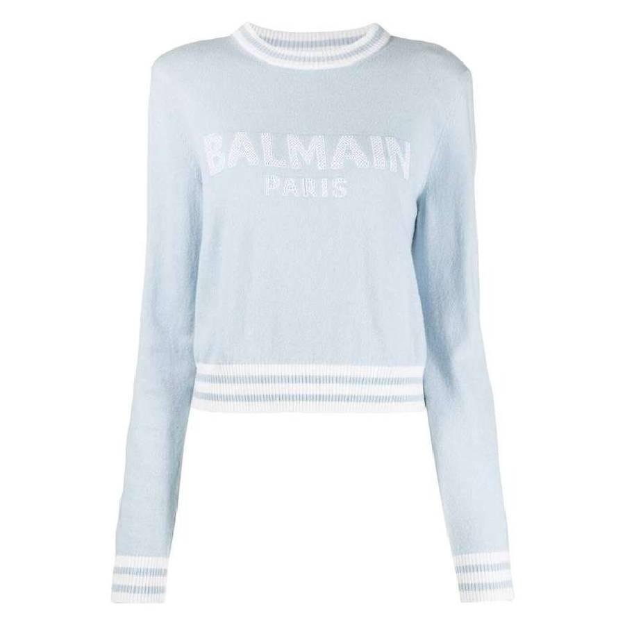 Balmain Logo Embossed Cropped Sweater by BALMAIN