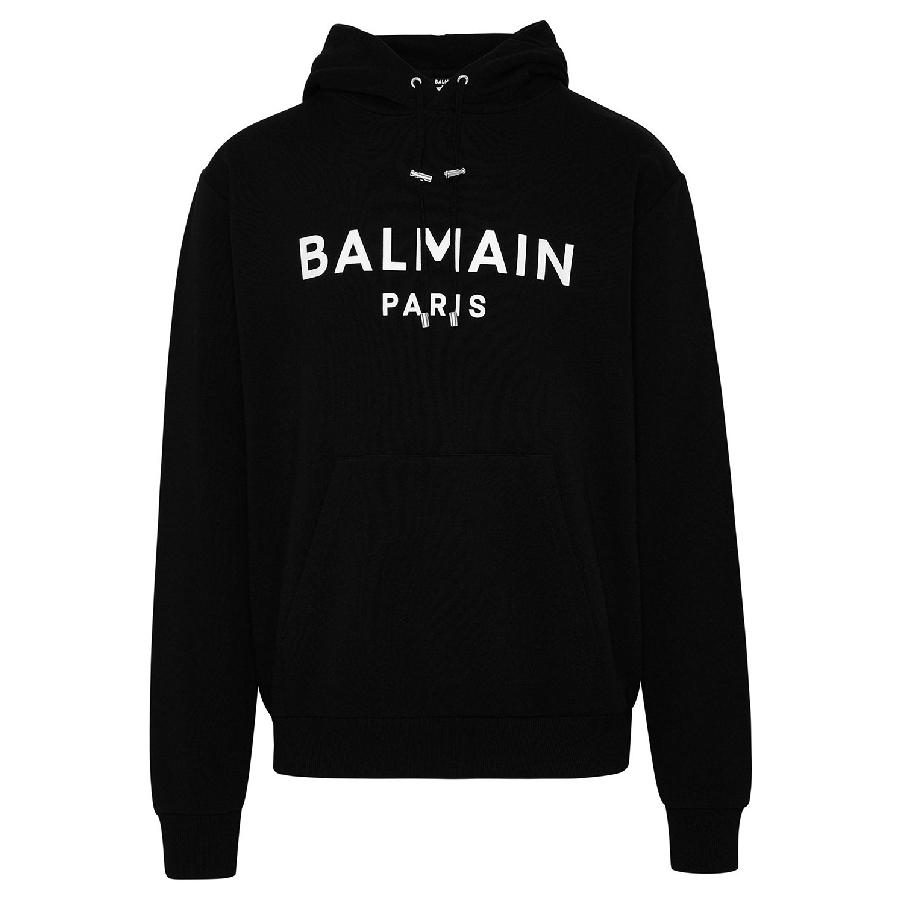 Balmain Logo Printed Cotton Hoodie by BALMAIN