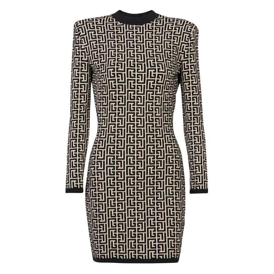 Balmain Monogram Jacquard Mini Dress by BALMAIN