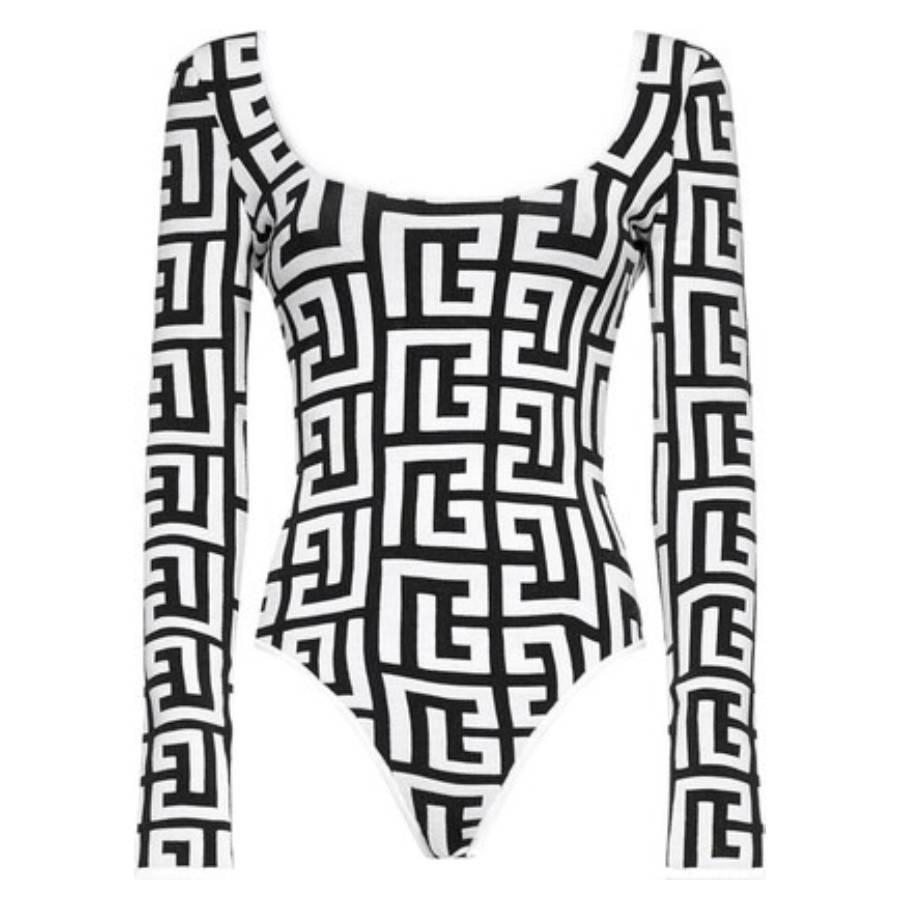 Balmain Monogram Scoop Back Knitted Bodysuit by BALMAIN