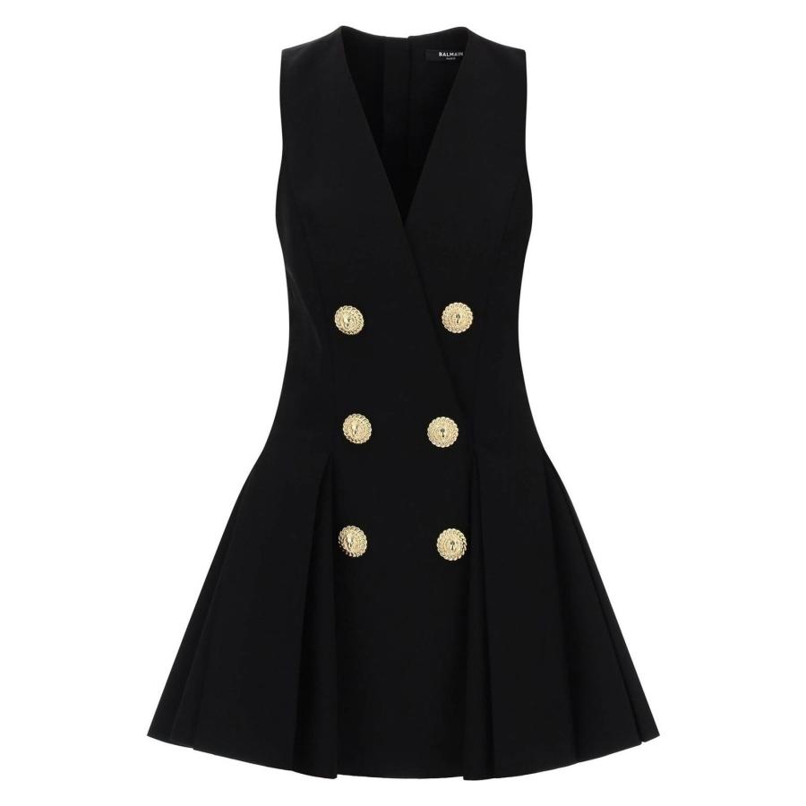 Balmain Pleated Flared Crepe Dress by BALMAIN