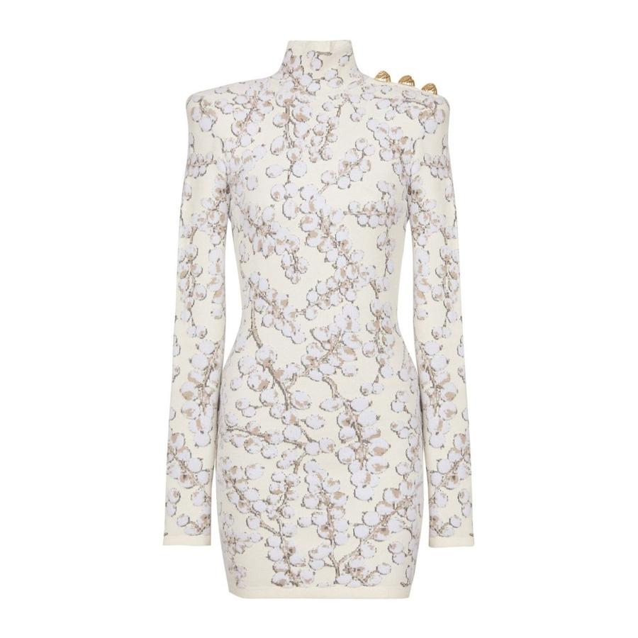 Balmain Redcurrant Jacquard Knit Short Dress by BALMAIN