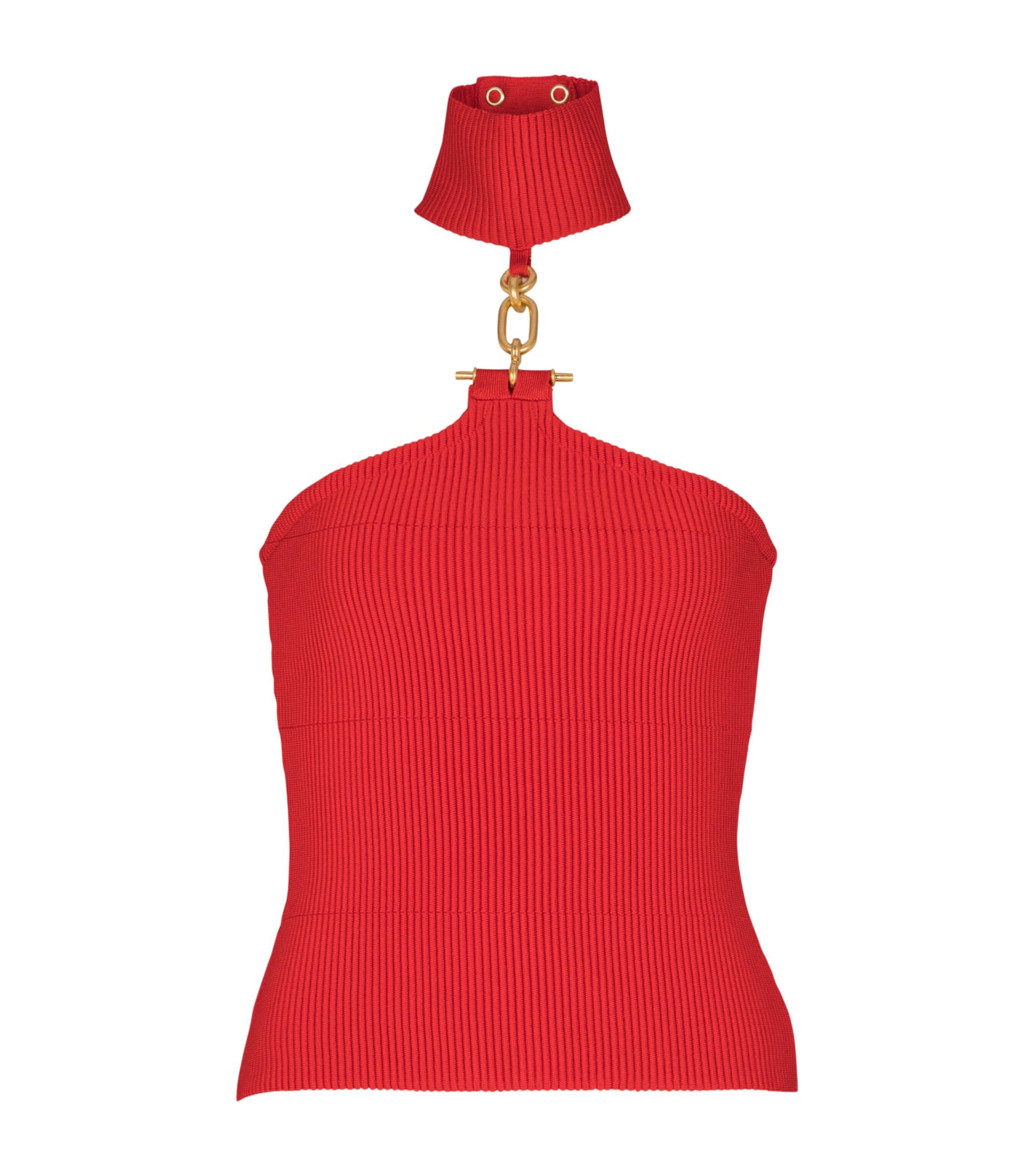 Balmain Rib-Knit Chain-Detail Top by BALMAIN