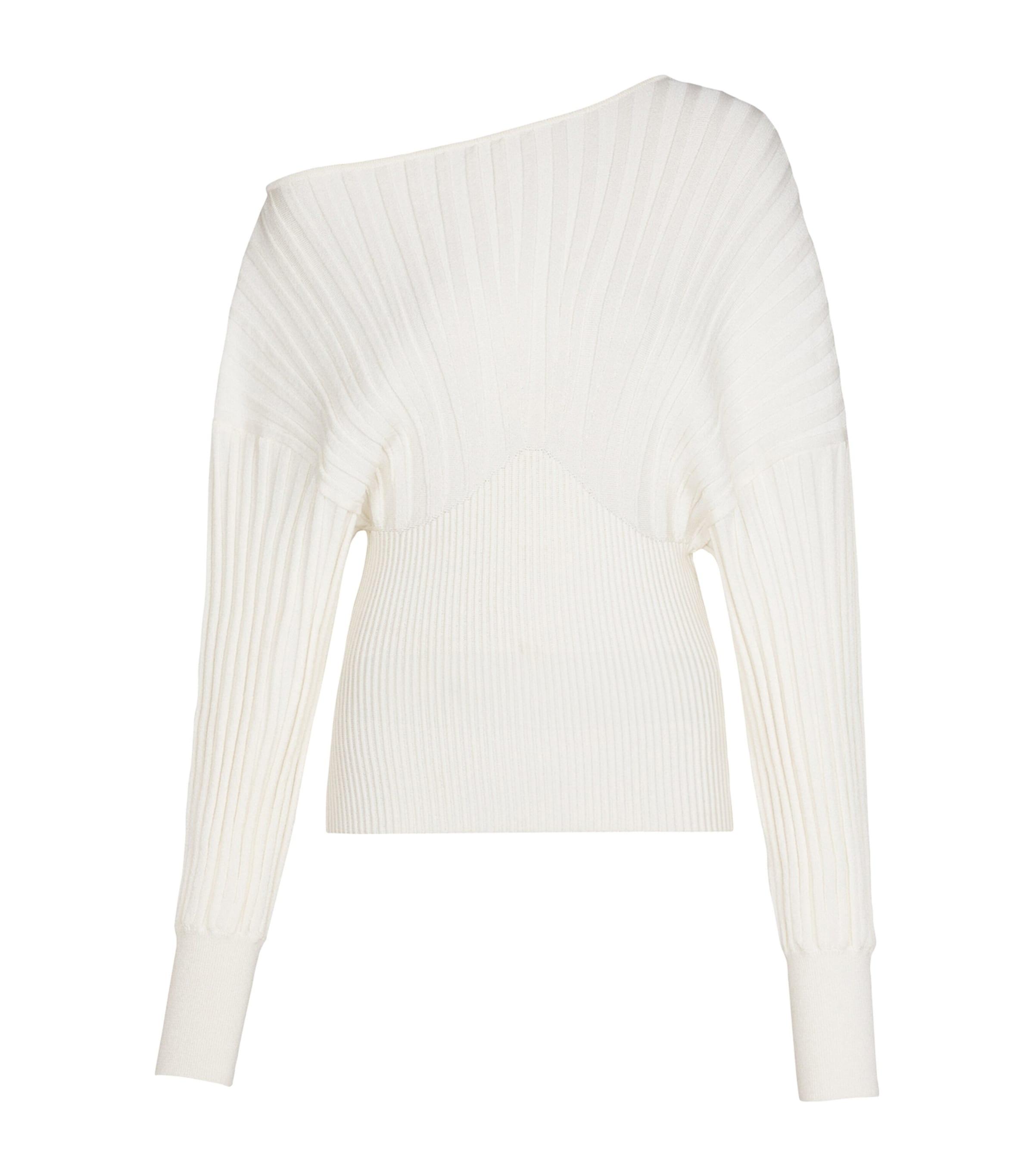 Balmain Rib-Knit One-Shoulder Sweater by BALMAIN