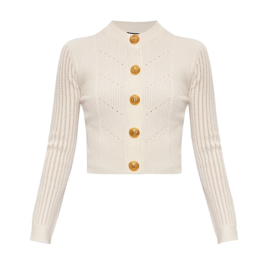 Balmain Ribbed-Knit Cropped Cardigan by BALMAIN