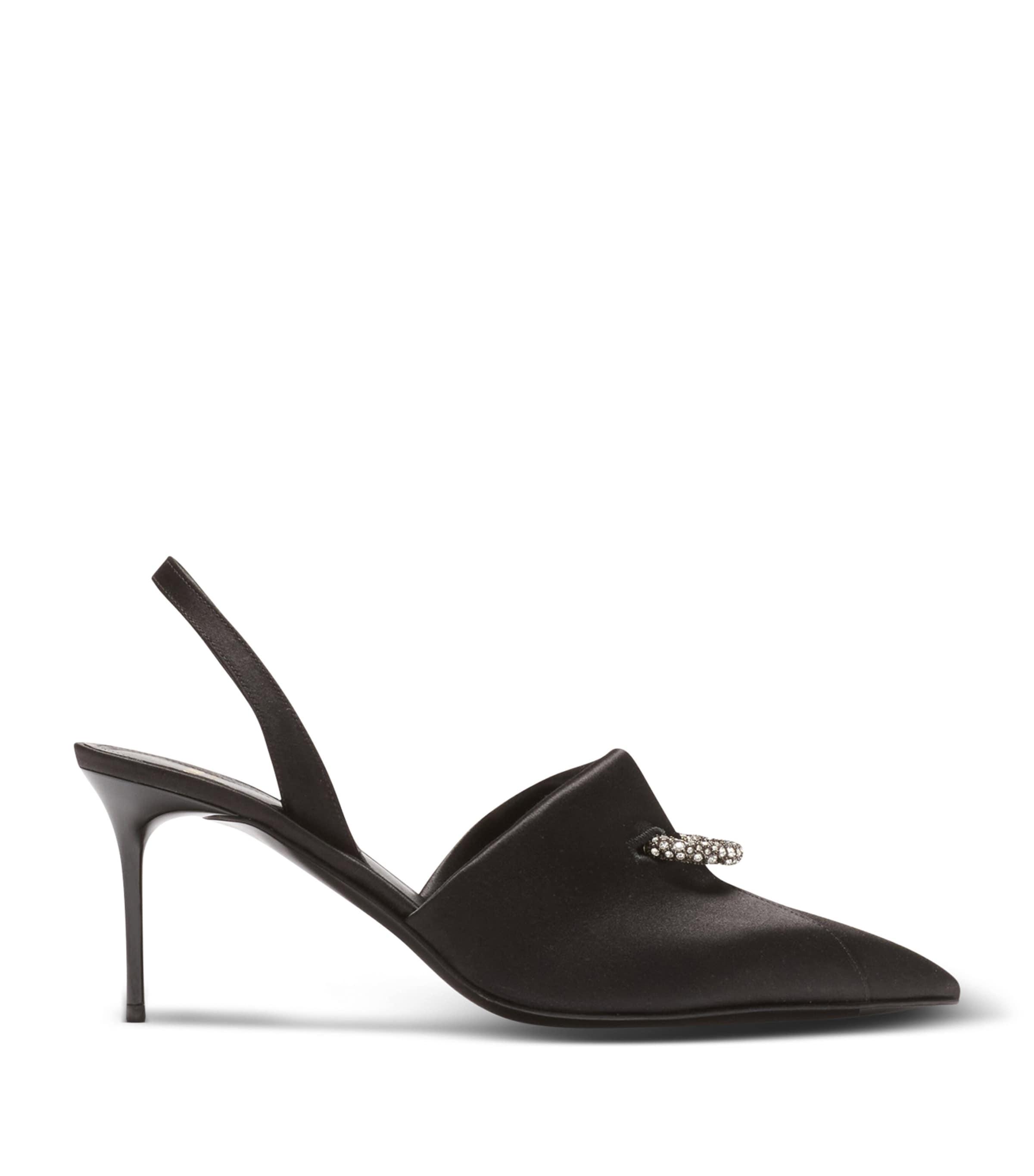 Balmain Satin Pierced Slingback Heeled Mules 75 by BALMAIN