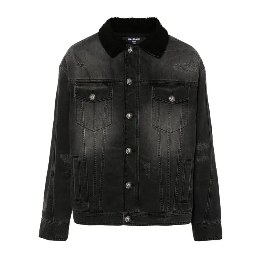 Balmain Shearling-Lining Denim Jacket by BALMAIN