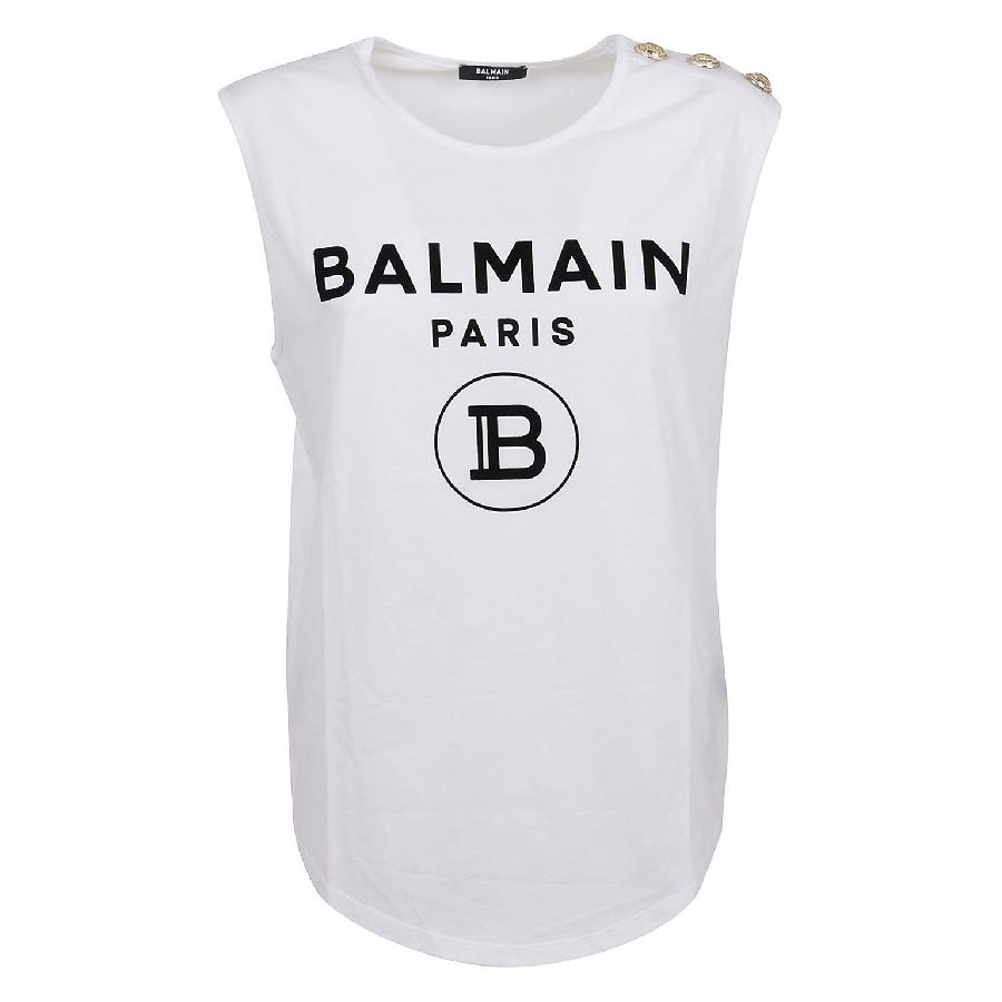 Balmain Sleeveless Button Cotton Shirt by BALMAIN