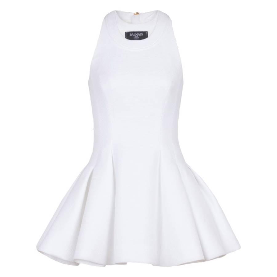 Balmain Sleeveless Flared Pleated Mini Dress by BALMAIN