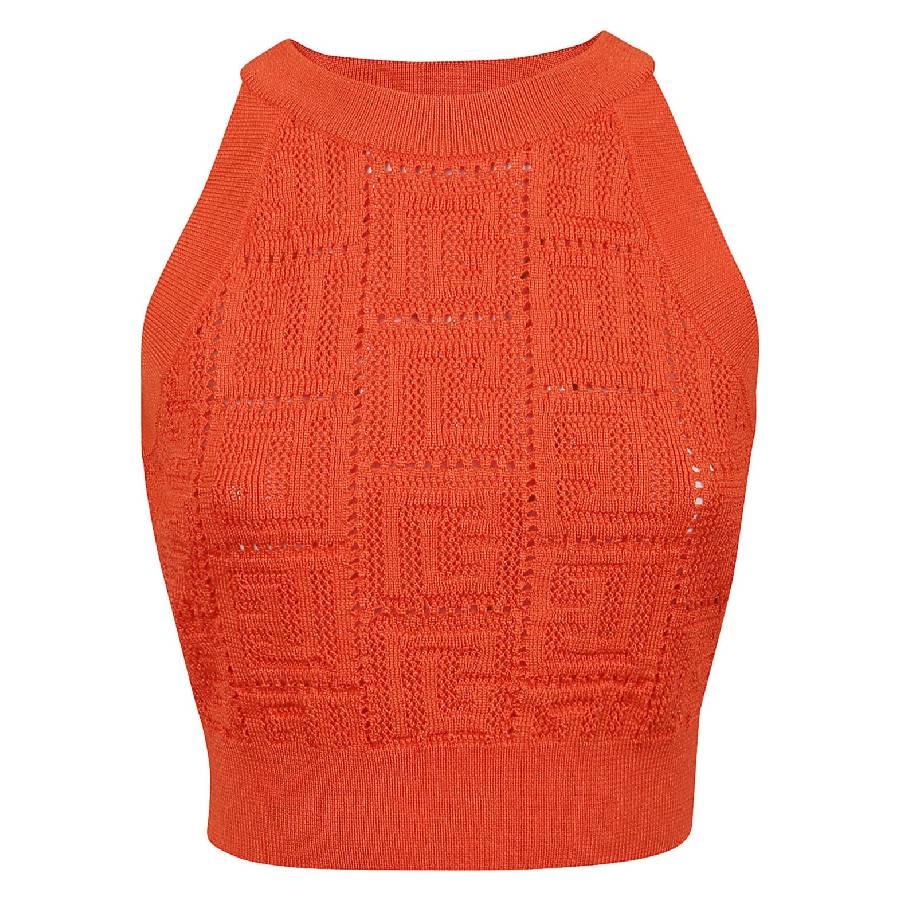 Balmain Sleeveless Monogram Mesh Top by BALMAIN