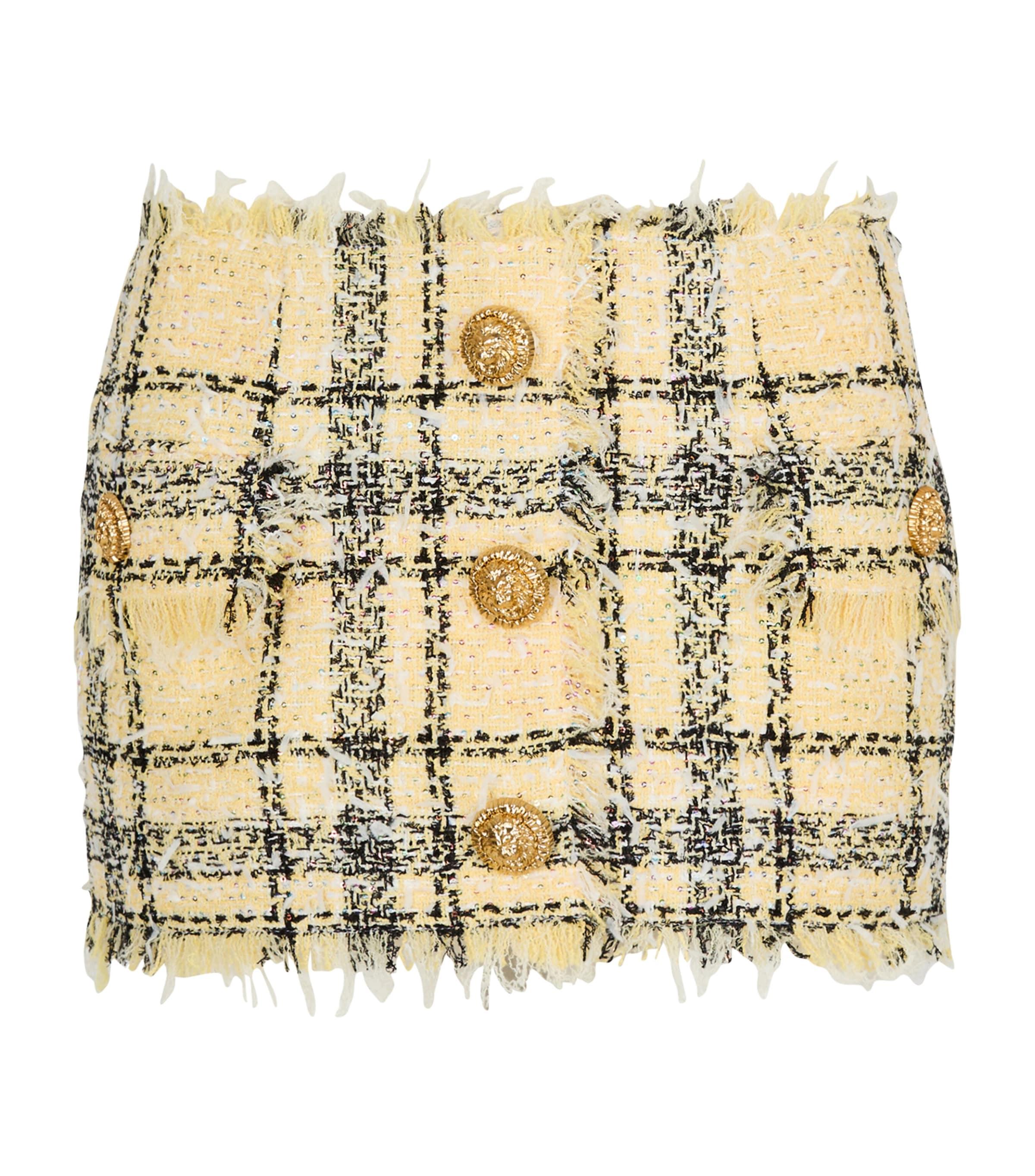 Balmain Tweed Sequinned Check Mini Skirt by BALMAIN