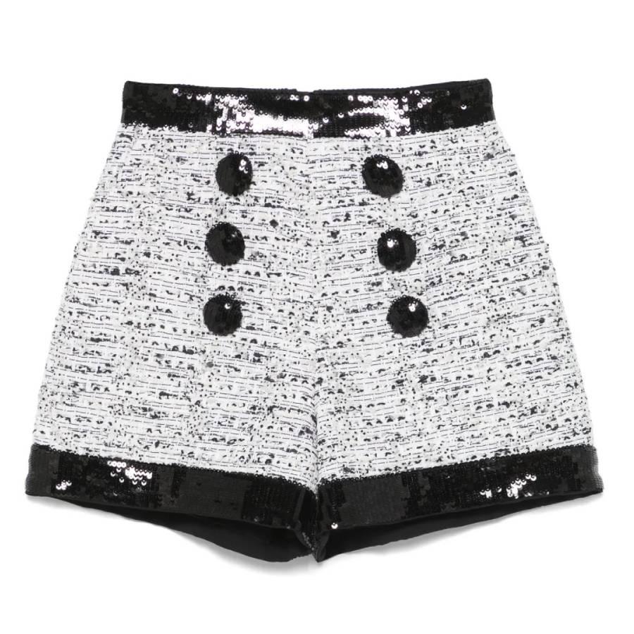 Balmain Tweed Sequins High-Waist Shorts by BALMAIN