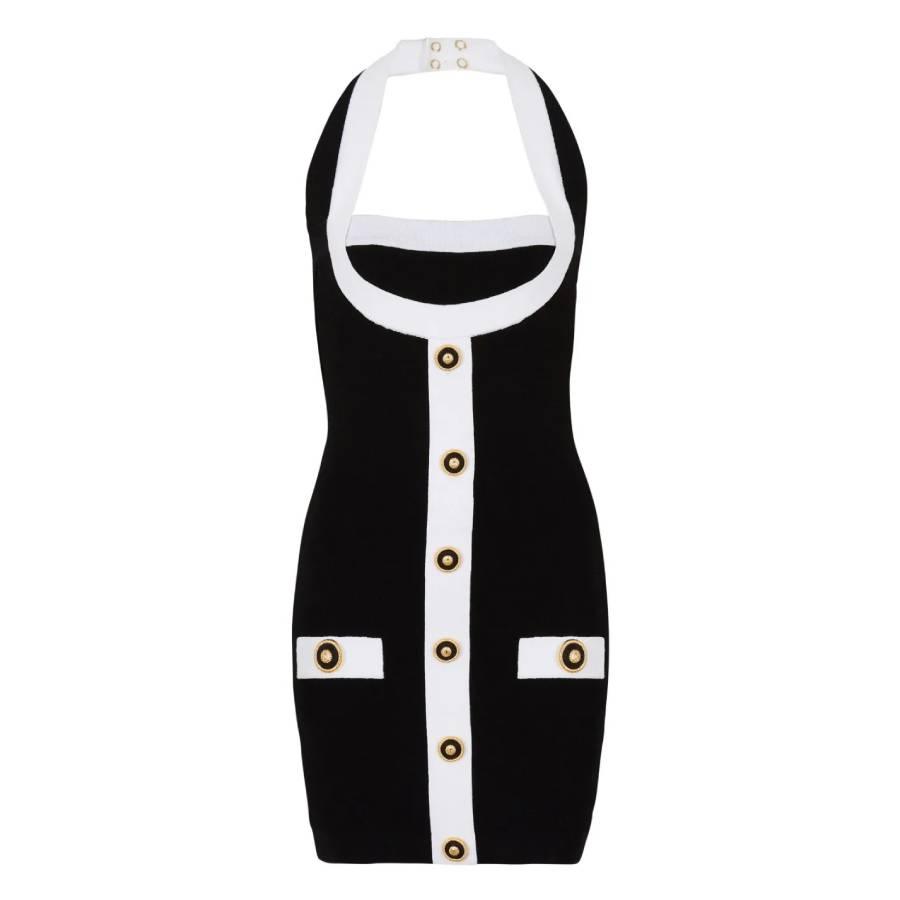 Balmain Two-Tone Halterneck Mini Dress by BALMAIN