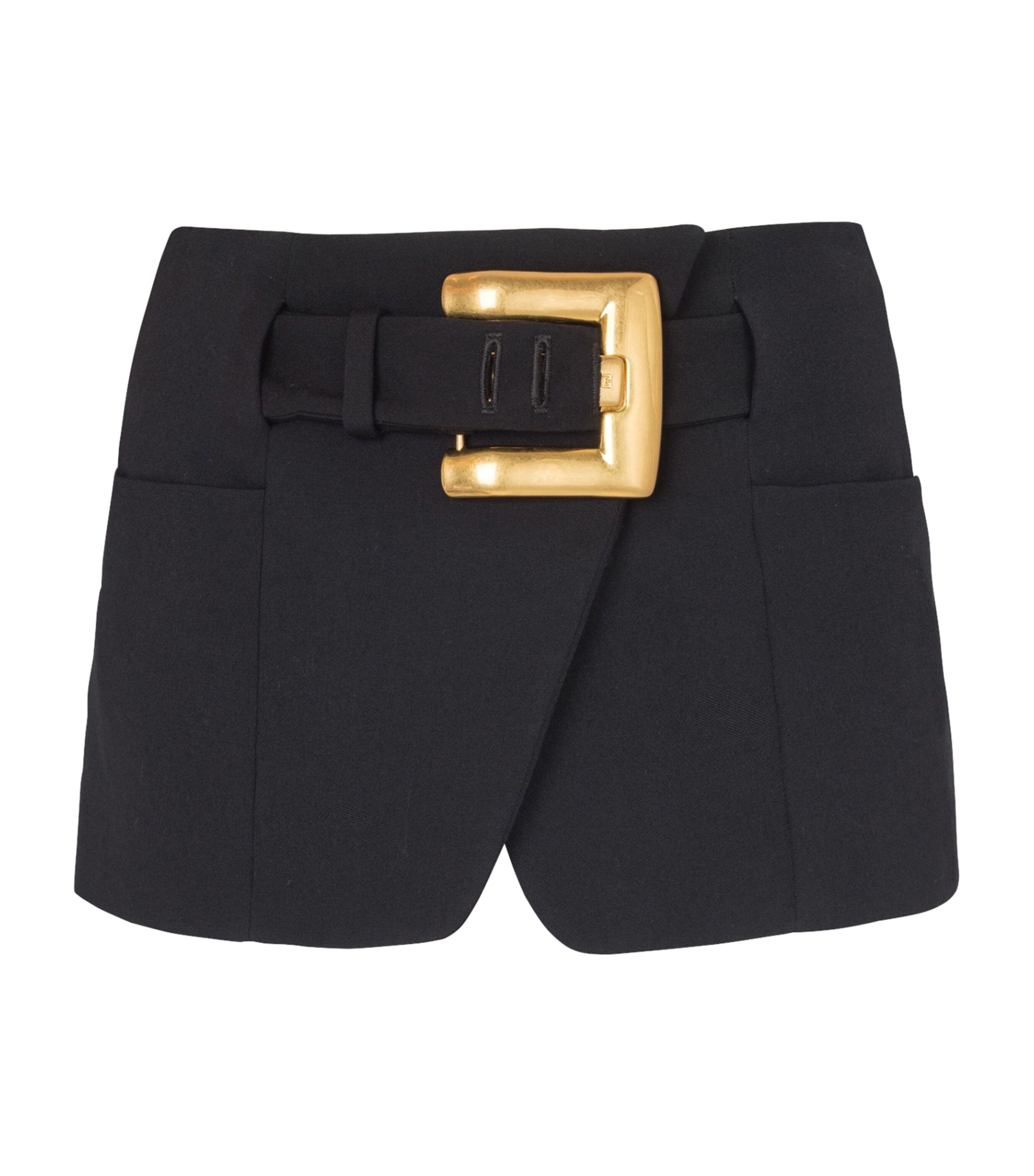 Balmain Virgin Wool Belted Mini Skirt by BALMAIN