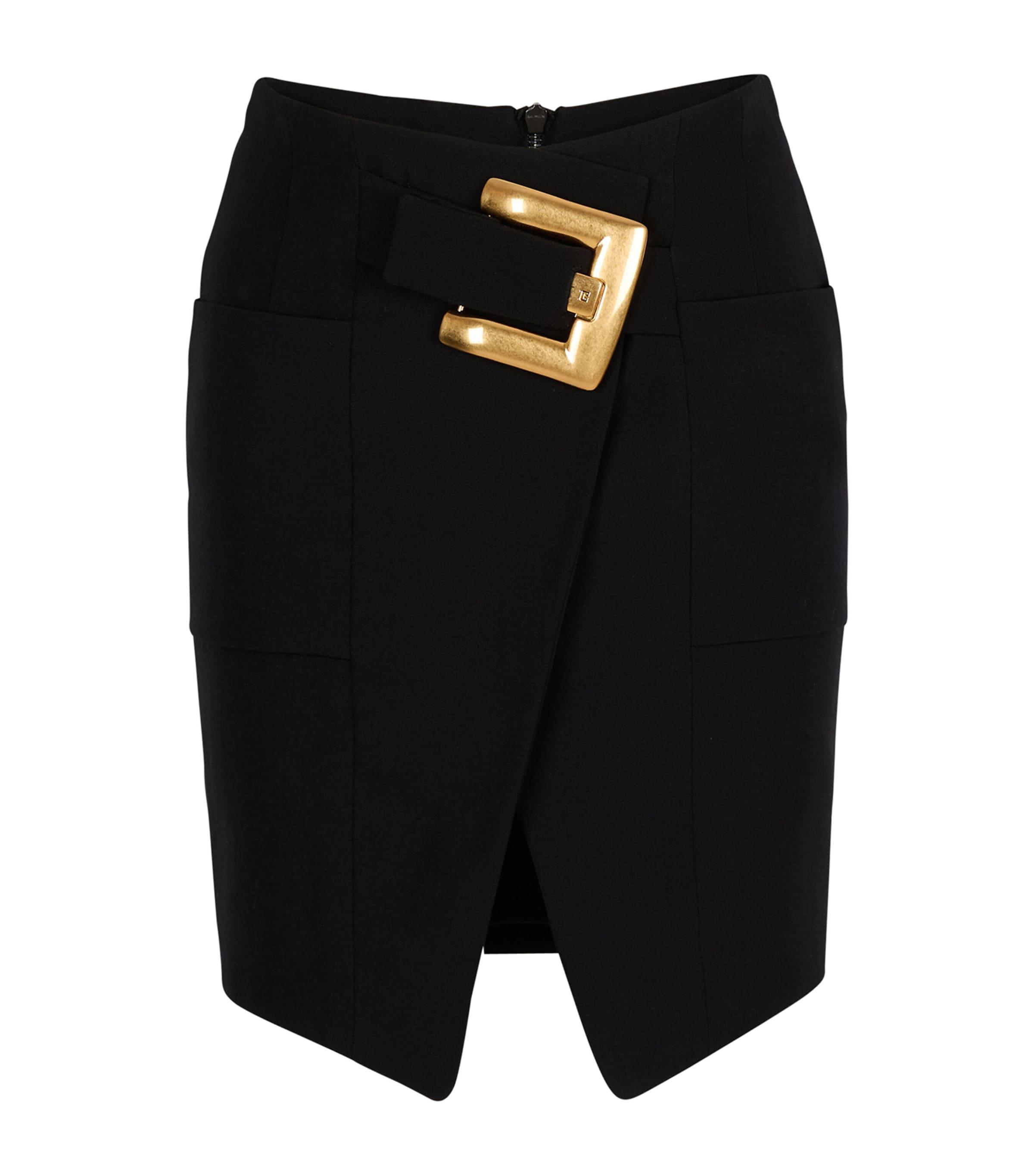 Balmain Virgin Wool Belted Mini Skirt by BALMAIN