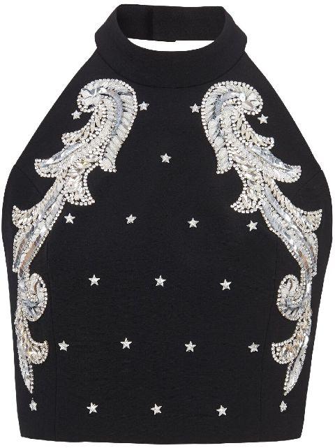 Baroque embroidered crop top by BALMAIN
