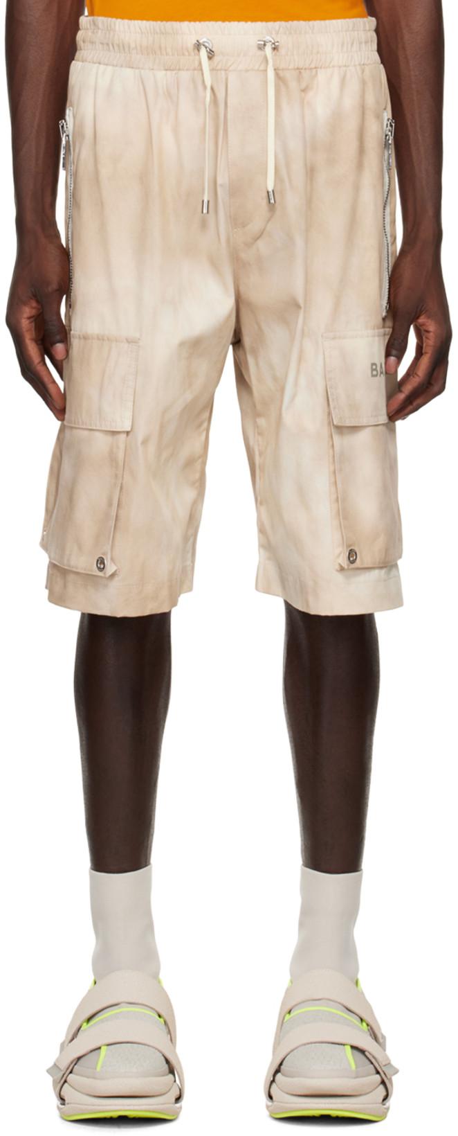 Beige Cargo Pocket Shorts by BALMAIN