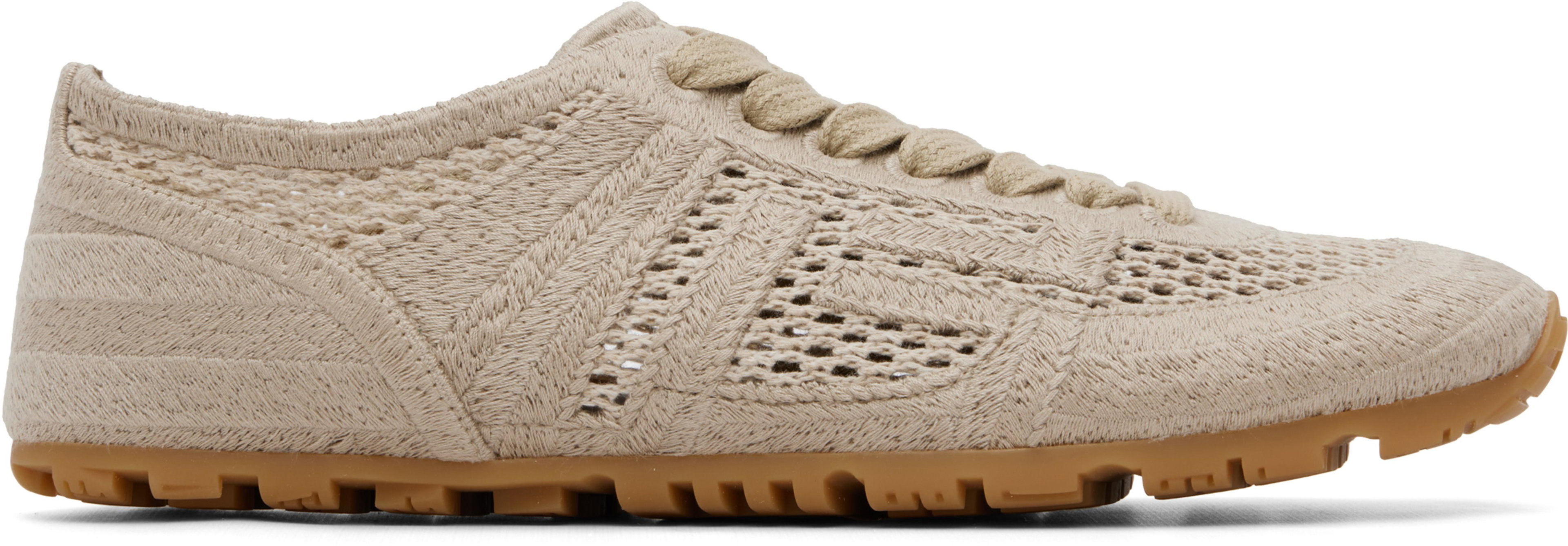 Beige Racer 45 Macramé Sneakers by BALMAIN