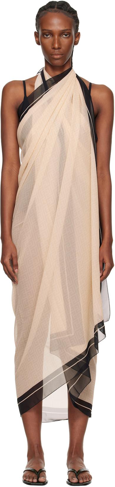 Beige & Black Pareo Cover-up Dress by BALMAIN