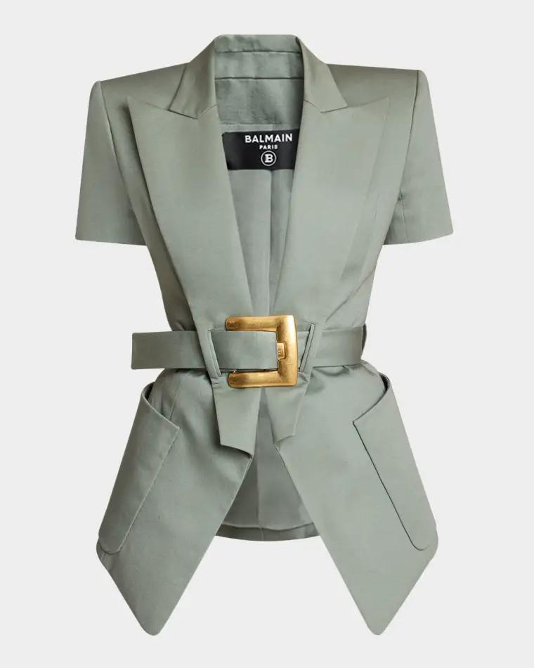 Belted Gabardine Anthem Jacket by BALMAIN