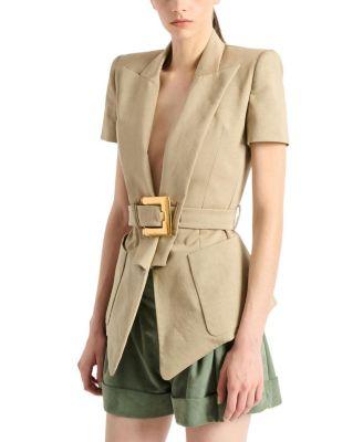 Belted Gabardine Anthem Jacket by BALMAIN