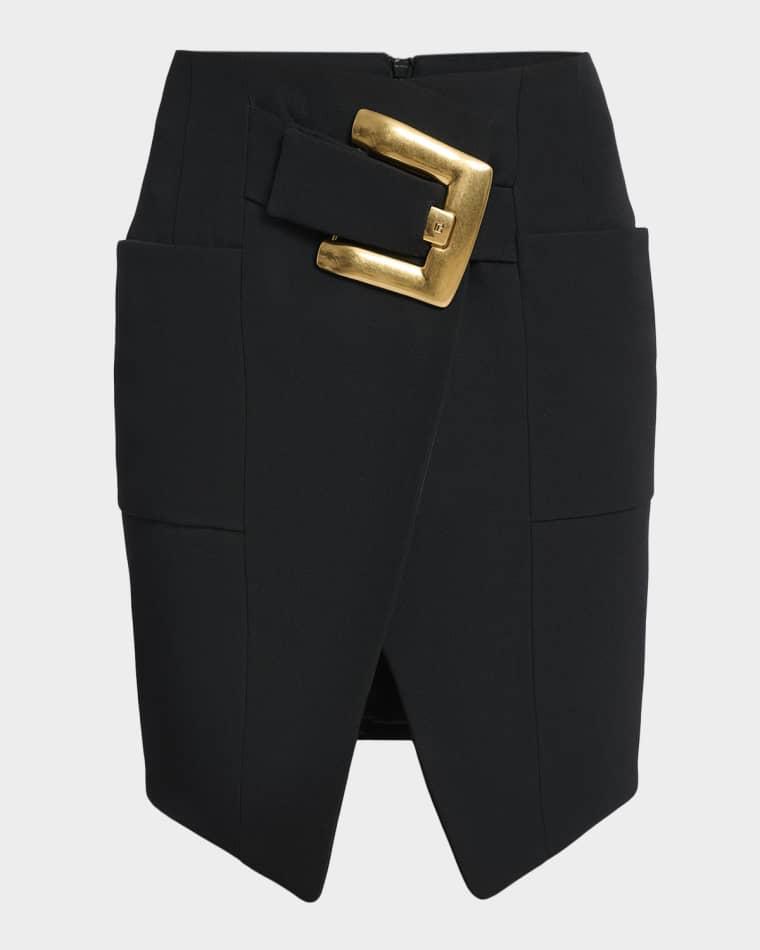 Belted Grain De Poudre Mini Wrap Skirt by BALMAIN