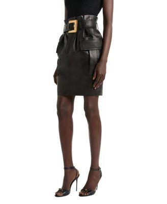 Belted Lambskin Skirt by BALMAIN