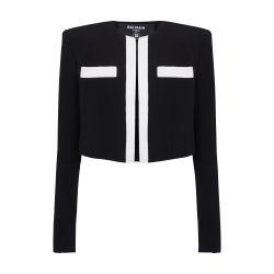 Bicolor crepe spencer jacket by BALMAIN