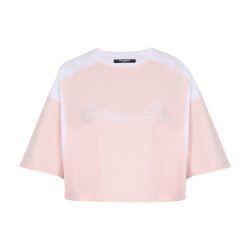 Bicolor t-shirt with Balmain Signature embroidery by BALMAIN